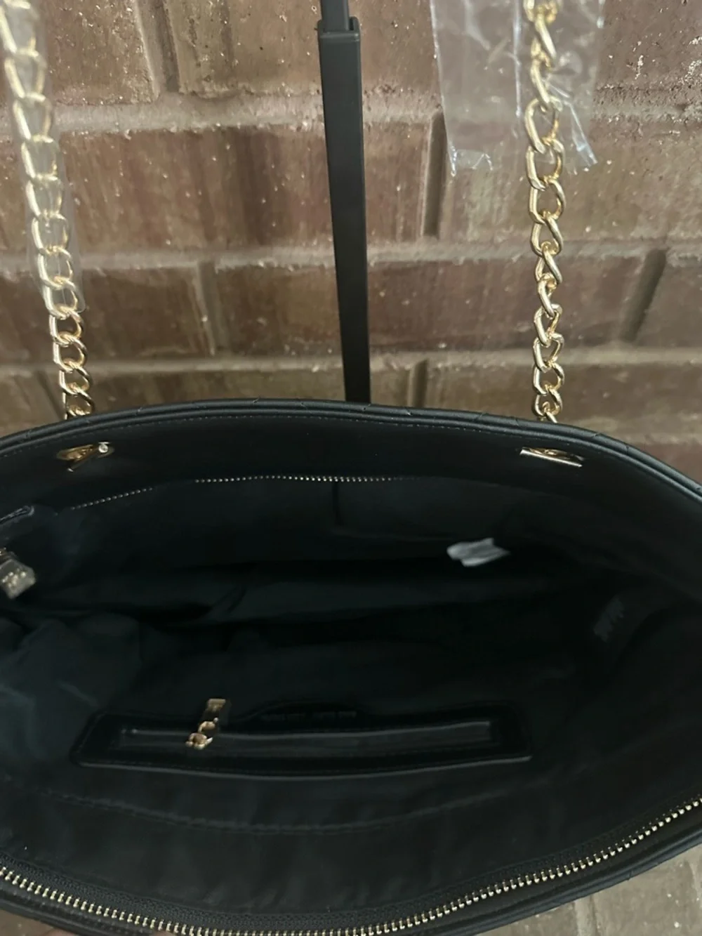 Badgley Mischka Black Quilted Chain Strap Tote Bag NWT Quiet Luxury